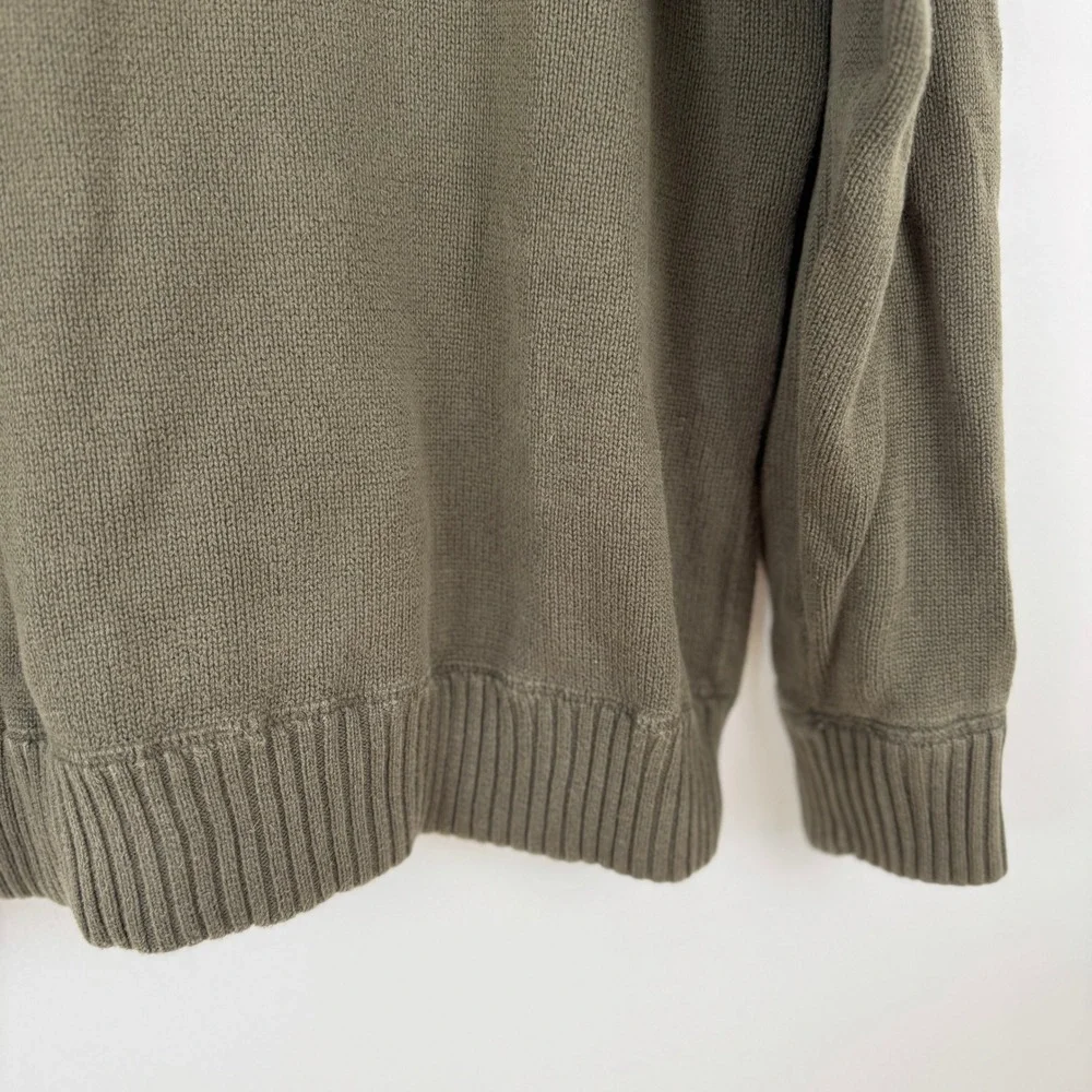 Eddie Bauer Seattle USA Mens‎ L Cotton Crew Neck Sweater Olive Green Classic - Picture 8 of 11